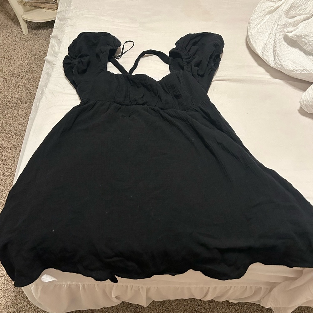 Princess Polly Black Puff Sleeve Dress - NEW